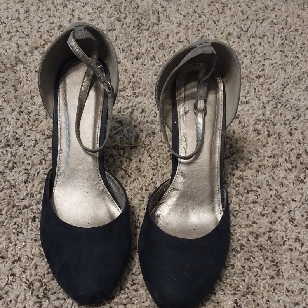 Elegant Women's Navy and Silver Heels